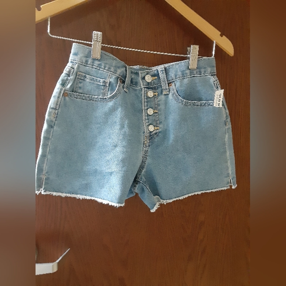Old Navy Light Blue Jean Shorts Button Fly Girls Size 12 Summer Spring Beach